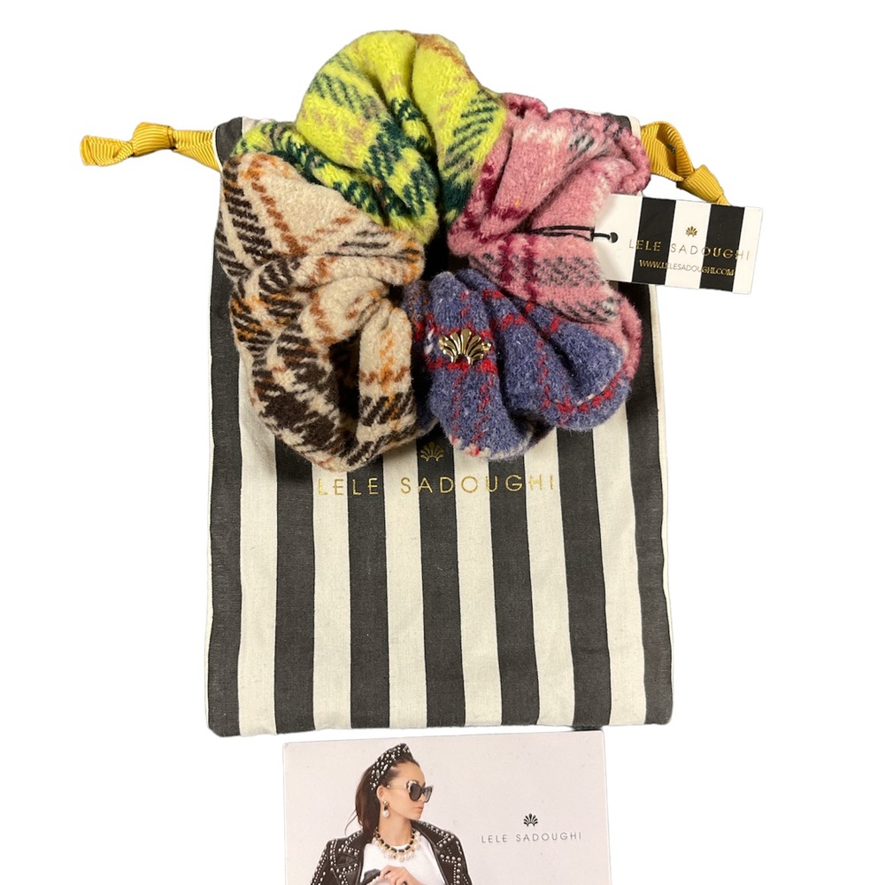 Lele Sadoughi Flannel Oversized Scrunchie multi plaid New with tag & dust bag